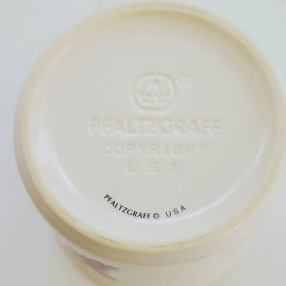 Vintage Pfaltzgraff Cape May Mug & Saucer, 2 Sets, Floral Bird House c1990s USA - Picture 7 of 11